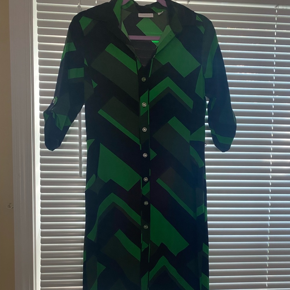Green and black Shirt dress with pockets